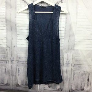 Sisley Navy Blue Dressy Sleeveless Top L